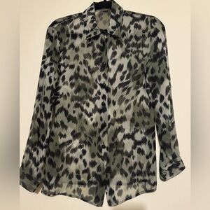 Rare Silk Sheer Versace Leopard print Zeus head button up shirt